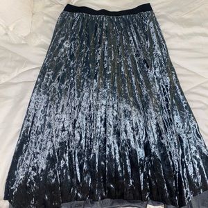 Teal midi long velvet skirt